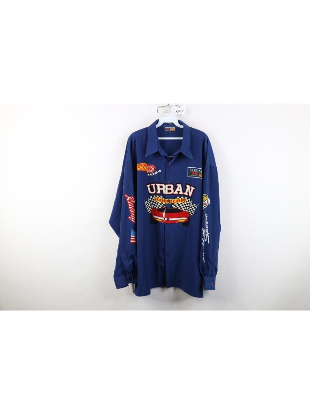 Deadstock Vintage 90s Y2K Streetwear Mens 2XL Microfiber Car Racing Button Shirt